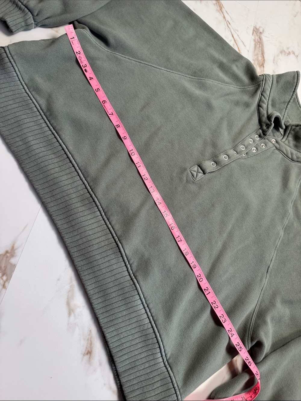 Aerie Quarter Snap Henley Sweatshirt Sz XL Green Comfy Loungewear Back to school - Picture 7 of 10